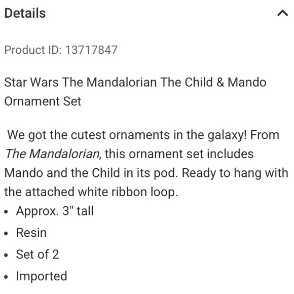 HALLMARK STAR WARS THE MANDALORIAN The Child & Mando ORNAMENT SET! Christmas NIB - Picture 4 of 4